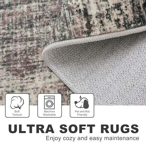 KILOCOCO Abstract Runner Rug 2x6 ft Washable Hallway Runner, Black/Brown | Machine Washable Kitchen Runner, Non Slip Entryway Runner, Printed Carpet Runners, Abstract Floor Runners, Soft Bedside Rug - color: Black/Brown, size: 2' x 6' (Runner)