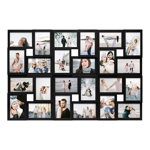 Jerry & Maggie 4×6 collage frame 24 pictures, picture frames collage wall decor, 24 slot picture frame Wall Hanging For 6×4 Photo, Black - color: Black*24 pack