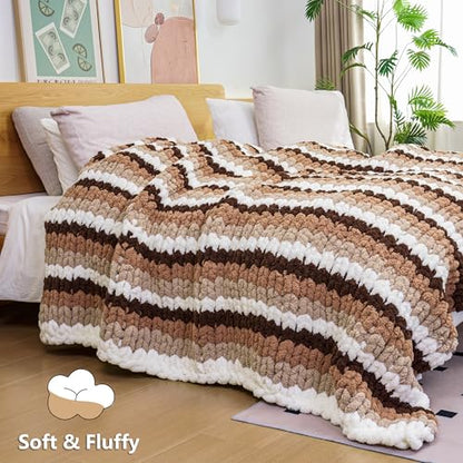 Cozyful Chunky Yarn for Hand Knitting - #10 Chunky Chenille Yarn, Jumbo Big Thick Chunky Yarns for Crocheting, Super Bulky Chunky Knit Blanket Yarns, 8 Skein (22yd, 8oz/Skein), Cream & Grey - color: Cream & Light Grey