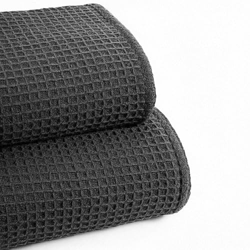 100% Cotton Waffle Weave Blanket, Twin Size 60 x 90 Inches, 300 GSM Lightweight Breathable Cooling Bed Blanket for Summer & All Season, Soft Woven Blanket, Grey - color: Grey, size: 60x90-Twin