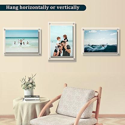 AMEITECH Acrylic Floating Picture Frame, 11x14 Double Panel Clear Wall Mount Document Certificate Frames (Inner Max Size is 9 x12.5 inch) | Wall Mount Document Certificate Frames, Transparent Hanging Pictures Frames for Gallery Wall (Inner Max Size is 9 x