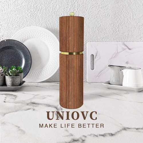 Wooden Pepper Grinder Pepper Mill,Adjustable Coarseness Salt Pepper Grinder Shaker Pepper Grinder Refillable,Acacia Wood Salt Grinder for Your Kitchen - color: BURLYWOOD-1