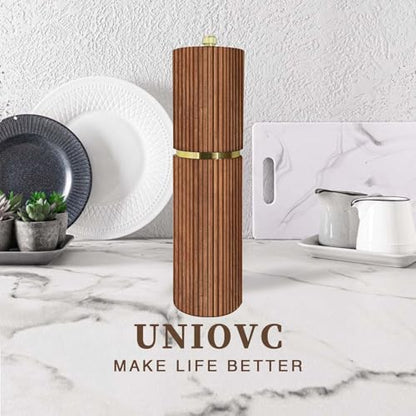Wooden Pepper Grinder Pepper Mill,Adjustable Coarseness Salt Pepper Grinder Shaker Pepper Grinder Refillable,Acacia Wood Salt Grinder for Your Kitchen - color: BURLYWOOD-1