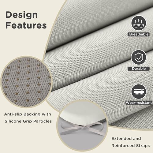 AddGrace Memory Foam Chair Cushions for Dining Chairs Set of 4 Light Grey | 17.5"x17.5"x1.5", with Ties and Non Slip Bottom, Washable Cover, Soft and Skin-friendly Fabric, for Kitchen Dining Room - color: Light Grey