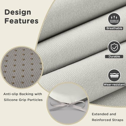 AddGrace Memory Foam Chair Cushions for Dining Chairs Set of 4 Light Grey | 17.5"x17.5"x1.5", with Ties and Non Slip Bottom, Washable Cover, Soft and Skin-friendly Fabric, for Kitchen Dining Room - color: Light Grey