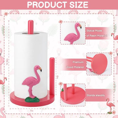 Flamingo Paper Towel Holder Cute Pink Flamingo Kitchen Decor Countertop Toilet Paper Towel Stand 12.5 Inch Resin Decorative Funny Animal Gifts for Tropical Kitchen, Beach House, Home Decor - style: Flamingo