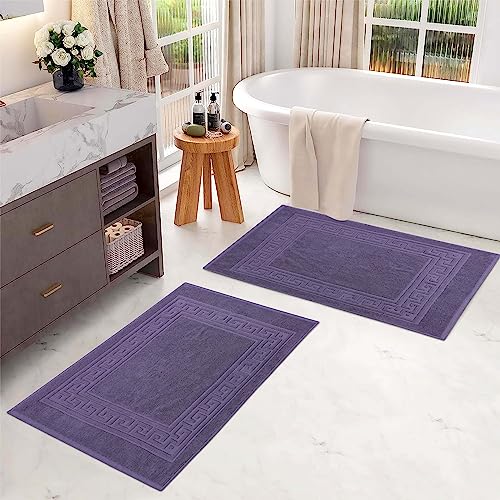 Superior Hotel & Spa Quality Bath Mat Set of 2, Made of Long-Staple Combed Cotton, Durable and Washable 100% Cotton Bathroom Mat 2-Pack, Royal Purple, 22" x 35" - color: Royal Purple, size: 22" x 35" (Set of 2)