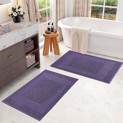 Superior Hotel & Spa Quality Bath Mat Set of 2, Made of Long-Staple Combed Cotton, Durable and Washable 100% Cotton Bathroom Mat 2-Pack, Royal Purple, 22" x 35" - color: Royal Purple, size: 22" x 35" (Set of 2)