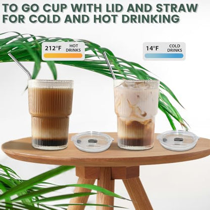 HIGIINC Iced Coffee Cups With Lids and Straws 2 Pcs, 16 OZ Unbreakable Cup Drinking Set,Clear Plastic Cups Reusable Iced Coffee Tumbler with Lid and Straw, To Go Coffee Cups Dishwasher Safe - style: 2pack