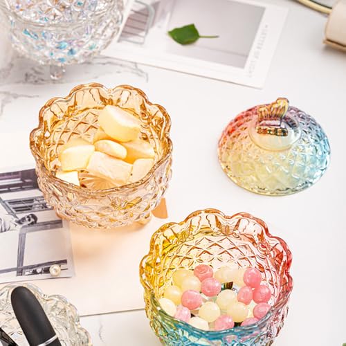 Crystal Glass Fall Candy Snack Barrel Storage Jar Embossed Luxury Cookie Buffet Canister With Lids Jewelry Box Jar Biscuit Containers(Amber) - color: Butterfly-Amber