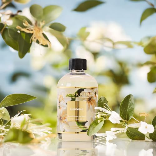 Reed Diffuser Refill Gardenia 10.15oz (300ml) with 8 Sticks - Premium Long-Lasting Floral Essential Oil, Home Fragrance for Bedroom, Bathroom Home Decor - size: 10.15oz
