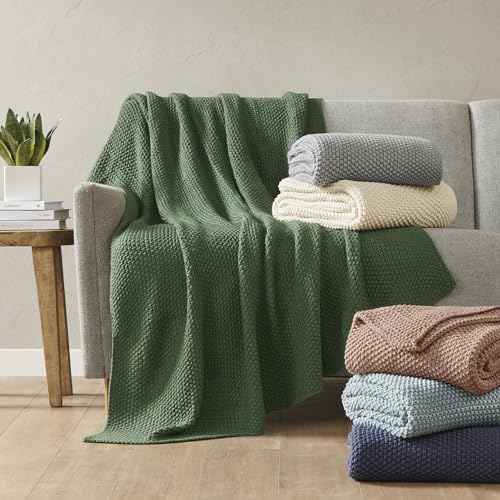 INK+IVY Bree Knit All Season Throw Blanket for Sofa, 50 x 60, Grey | Ultra Soft, Acrylic, Lightweight, OEKO-TEX Certified - color: Grey, size: Throw (50 in x 60 in)