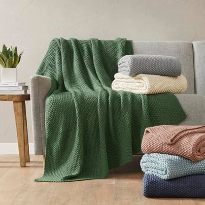 INK+IVY Bree Knit All Season Throw Blanket for Sofa, 50 x 60, Indigo | Ultra Soft, Acrylic, Lightweight, OEKO-TEX Certified - color: Indigo, size: Throw (50 in x 60 in)