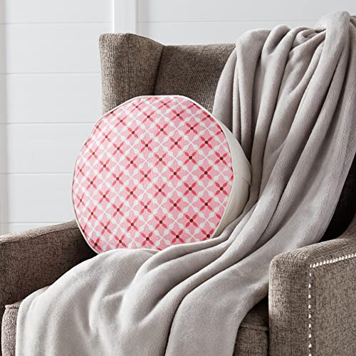 Greendale Home Fashions 15in Round Cotton Throw-Pillows, 15 x 15, Pink Quatrefoil - color: Pink Quatrefoil