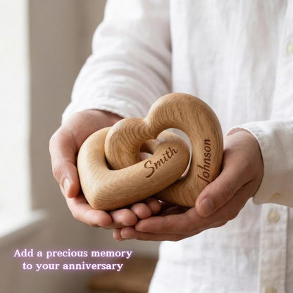 Personalized Interlocking Wooden Hearts, Custom Name Date Engraved Couple Gift, Wedding Anniversary Keepsake, Romantic Decor, Valentine Gift, Bridal Shower Gifts, Engagement Present 4 - color: Design 04