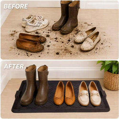 Boot Tray for Entryway, Rubber Shoe Mat, Waterproof Shoe Tray - size: 27"x16"