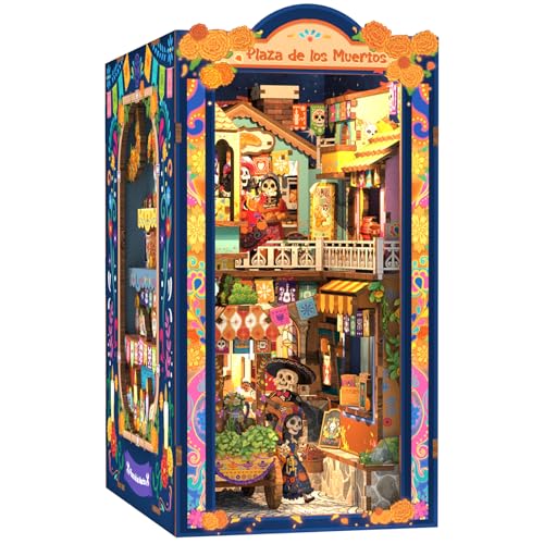 Book Nook Kit for Adults - Día De Muertos | DIY Miniature House Bookshelf 3D Wooden Puzzles Decorative Bookends Gifts for Women (Plaza de Los Muertos) - style: Plaza de Los Muertos