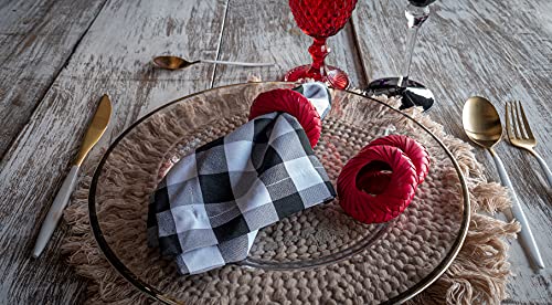 Napkin Rings Rustic Hand Woven Set of Colorful Ring Holder Coastal Tropical Beachy Napping Rings for Thanksgiving Xmas Wedding Everyday Dinning Table Parties (6X, Red) - color: Red