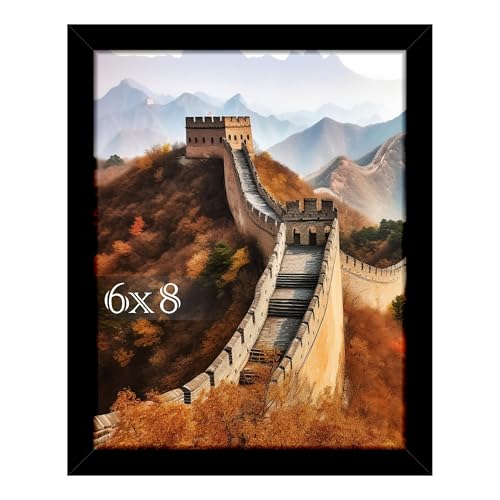 6x8 Picture Frame, Photo Frame for Wall Mounting Display, Black | Fits 6x8 Photos and Artwork, Clear Shatterproof Cover, Horizontal or Vertical Wall Mount, Gallery Wall, 1 Pack - color: Black, size: 6x8
