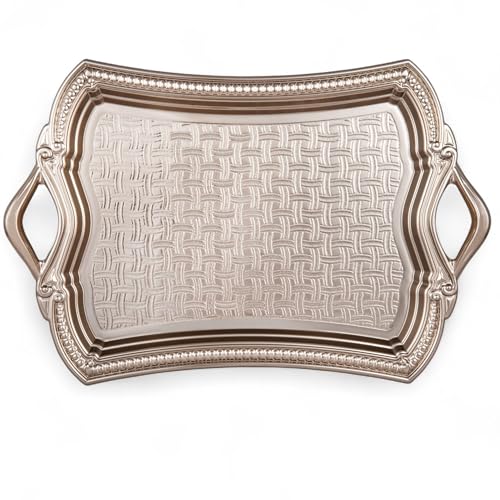 Alisveristime Elisa Rectangular Metal Serving Tray, 14.6 x 9 in (Silver) - color: Silver