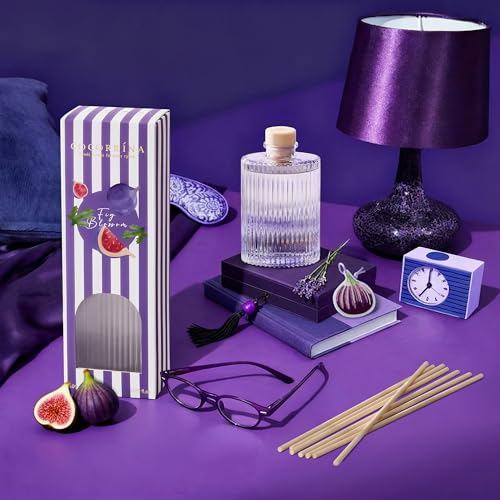 Reed Diffuser, Fig Blossom Scent Oil Diffuser, 6.09 fl oz | 8 Reeds, Long-Lasting Home Fragrance, Bathroom Bedroom Shelf Decor & Gifts - color: Purple(fig Blossom)