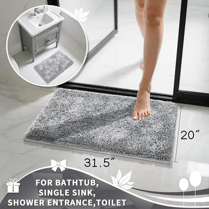 Yimobra Chenille Bath Mat – Non-Slip, Ultra Soft & Extra Thick Absorbent, Machine Washable, Quick Dry for Bathroom Floor, Tub, and Shower