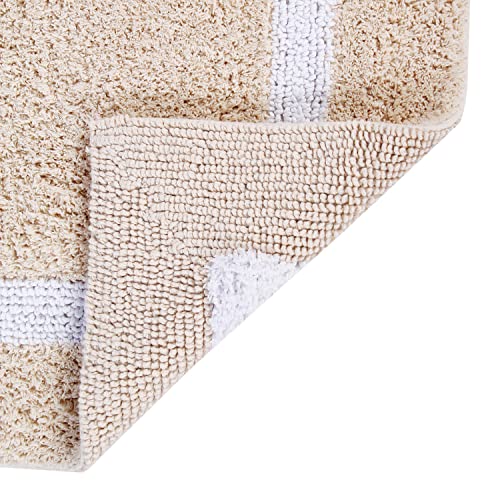 Better Trends Toilet Rugs U Shaped 100% Contour Bathroom Rugs Sand & White 20" x 20" Extra Soft & Thick, Water Absorbent, Reversible, Machine Washable, Tufted Bath Mats Hotel Collection - color: Sand & White, size: 1'8" x 1'8" (1'8" x 1'8" (U-Shape))