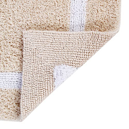 Better Trends Toilet Rugs U Shaped 100% Contour Bathroom Rugs Sand & White 20" x 20" Extra Soft & Thick, Water Absorbent, Reversible, Machine Washable, Tufted Bath Mats Hotel Collection - color: Sand & White, size: 1'8" x 1'8" (1'8" x 1'8" (U-Shape))