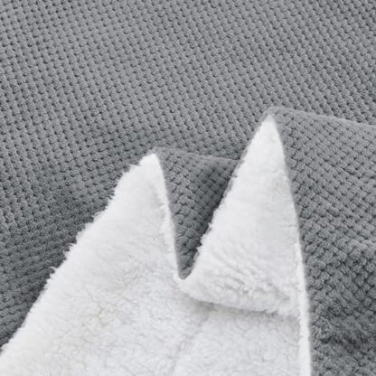 Waffle Sherpa Fleece Throw Blanket, Super Soft Fuzzy Warm, Lightweight Fluffy Reversible Plush Blanket for Bed Sofa Couch, 50 x 60 Inches Grey - color: Grey, size: 50x60 IN