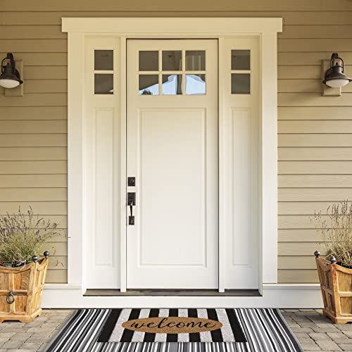 DII Natural Coir Doormat Outdoor Welcome Mat, 17x29, Cabana Stripes - color: Cabana Stripes