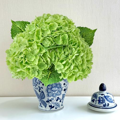 ZYTUYO 21'' Dark Green Hydrangea Artificial Flowers 3 PCS | Realistic Latex Petals, Faux Hydrangea Silk Flowers for Home Decor, Outdoor Wedding Party Arrangement, Table Centerpieces - color: Dark Green, size: 3 PCS
