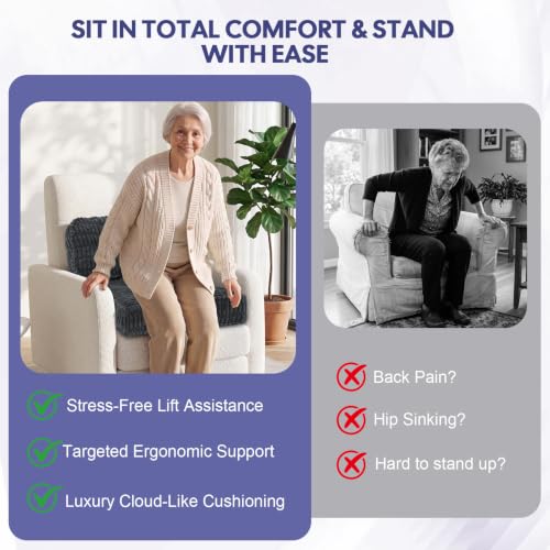 idee-home Recliner Cushions with Lumbar Support Pillow Set for Elderly | 20x20x5 Inch Recliner Seat Cushion Tufted, Large Square Seat Cushion Non-Slip Reduce Hip & Lumbar Pain - color: Grey Seat&lumbar