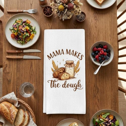 Sourdough Baking Gifts Dish Towels for Women Hostess, Baker Mom Waffle Weave Kitchen Towels for Bread Lover, Mama Makes The Dough - color: Dough