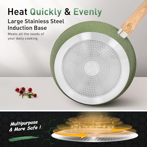 Kitchen Academy 30pcs Pots and Pans, Nonstick Cookware and Bakeware Sets | Induction Kitchen Cooking Set, Durable, Easy Food Release, Even Heating - color: Green, size: 30 PCS Cookware Set