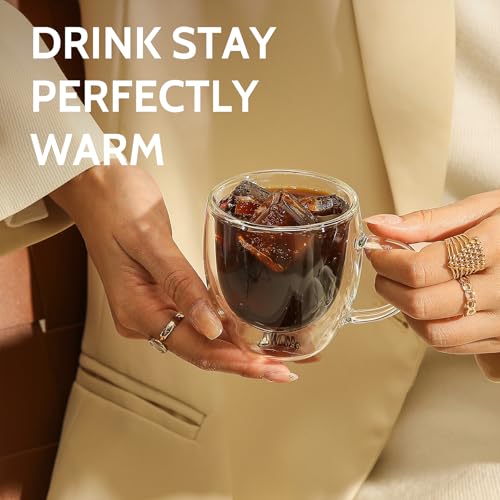 Sweese 5oz Double Wall Glass Espresso Cups Set of 4, Clear Glass Espresso Shot Cups Perfect for Cappuccino, Latte, Tea - size: 5 oz (Set of 4)