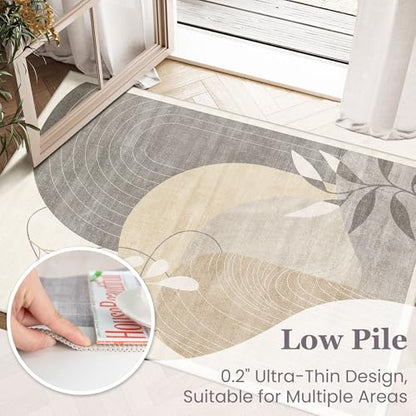 5x7 Area Rugs Washable Low Pile Non Slip Mid Century Modern Large | Machine Washable Throw Carpet for Living Room Bedroom Office Dining Room Boho Abstract Retro Geometric Neutral Beige - color: Beige（modern）, size: 5' x 7' (Rectangular)
