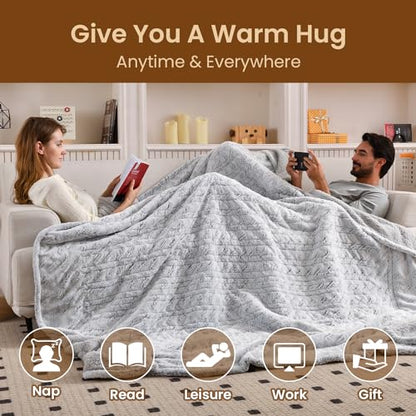 Bearhug Electric Blanket Full Size 77" x 84", 10 Heat Settings Heated Blanket, 1-12 Hour Auto Shut-Off, Faux Fur & Sherpa Dual-Sided Heating Blanket, Machine Washable, Gift-Ready Elegant Packaging - color: Dreamy Milky Way, size: Full Size 77" x 84"