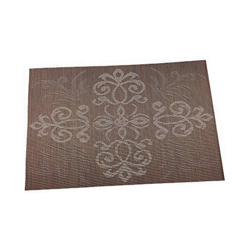 Luxury Coffee Placemats Set of 6 Crossweave Woven Vinyl Placemat for Dining Table Heat Resistant Non-Slip Kitchen Table Mats Easy to Clean - color: Symmetry-coffee
