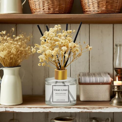 Reed Diffuser Set of 3 Pack,Clean Linen,Vanilla,Lemongrass Scented Oil Diffuser with 4 Sticks,Reed Diffusers for Home,Living Room,Bathroom Air Freshener Diffuser,50ml x 3