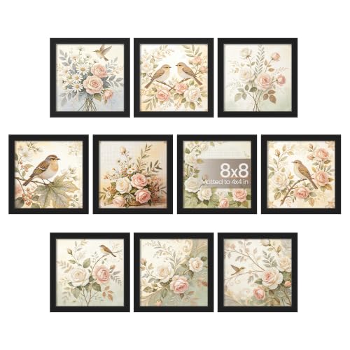 upsimples 8x8 Picture Frame, Photo Collage Wall Decor Set of 10, Black | Fit 4x4 and 8 x 8 Square Photos, Wall or Tabletop Display, For Gallery Hallway Living Room, For Christmas - color: Black, size: 8x8