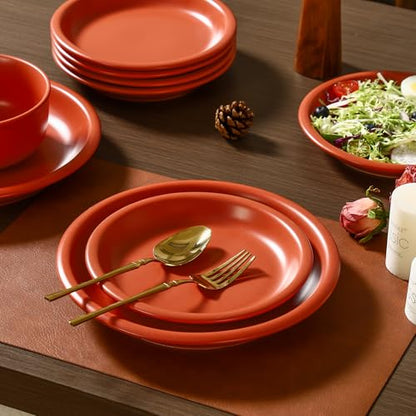 GZG 10.25-Inch Ceramic Dinner Plates, Terracotta Blush, Set of 4 | Rustic Matte Glaze, Terracotta Stoneware, For Main Course & Everyday Meals, Microwave & Dishwasher Safe - color: Terracotta Blush, size: 4 pcs Dinner Plate Set