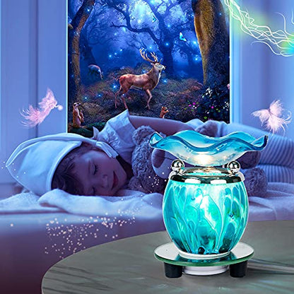 3 in 1 Electric Oil Warmer Scented Wax Warmer with with Auto Off Timer Candle Wax Melt Warmer Wax Melter Fragrance Wax Burner(Blue-Timer) - color: Blue-timer