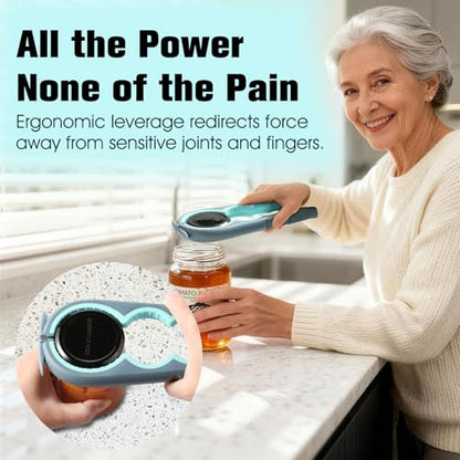 Jar Opener for Weak Hands, Seniors with Arthritis, Blue | 5-in-1 Multi-Function Bottle & Can Opener with Ergonomic Non-Slip Handle, Kitchen Tool Set