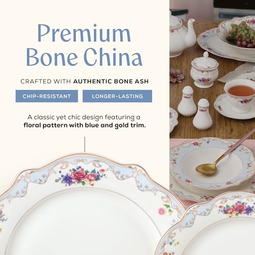 Joseph Sedgh Collection Romantic Bloom Bone China Dinnerware Set, 57-Piece | Service for 8, Premium Ash Bone China, Dishwasher Safe - size: 57 Piece Set