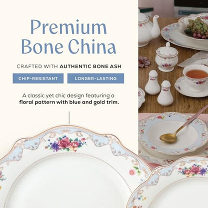 Joseph Sedgh Collection Romantic Bloom Bone China Dinnerware Set, 57-Piece | Service for 8, Premium Ash Bone China, Dishwasher Safe - size: 57 Piece Set