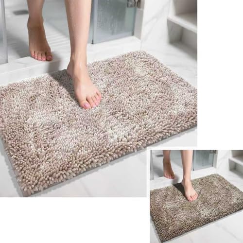 Yimobra Non-Slip Extra Thick Chenille Bath Mats, Soft Absorbent Machine Washable Quick Dry Rugs for Bathroom Tub and Shower