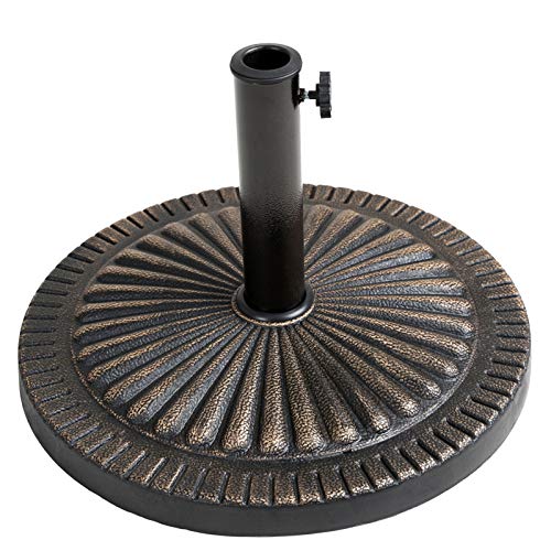 C-Hopetree 31 lb Heavy Duty Round Base Stand for Patio Outdoor Market Table Umbrella, Bronze - color: Bronze, size: 31lb