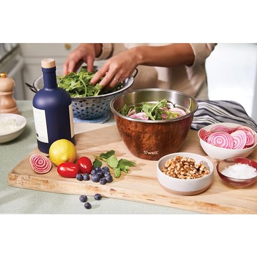 S’well Stainless Steel Salad Bowl Kit, Teakwood Finish, Includes 2oz Condiment Container and Removable Tray, Leak-Proof and Easy to Clean, Dishwasher Safe, 64oz (Pack of 8) - color: Teakwood, size: 64oz (Pack of 8)