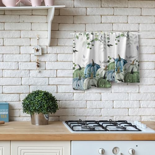 Imiss Autumn Leaves Hand Towels 14.4 x 28.3 Inch Set of 2 Blue Pumpkin Fall Thanksgiving Bathroom Towel Soft Absorbent Tea Towel Drying Baking Towels for Kitchen Hotel Spa Gym - color: Blue Pumpkin