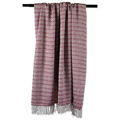 DII Modern Farmhouse Cotton Herringbone Blanket Throw with Fringe for Chair, Couch, Picnic, Camping, Beach, & Everyday Use, 50 x 60 - Barn Red - color: Barn Red